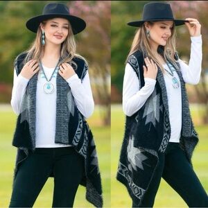 Aztec Print Fashion Vest - Black